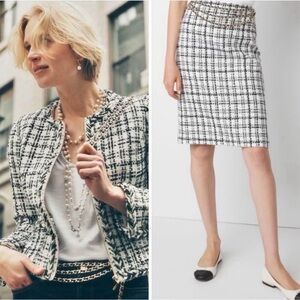 NWT Women's Black and White Tweed Jacket and skirt